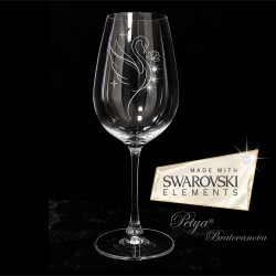 Кристална чаша за вино с елементи Swarovski - Далия