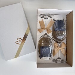 Комплект Кристални чаши за вино с елементи Swarovski - Флора