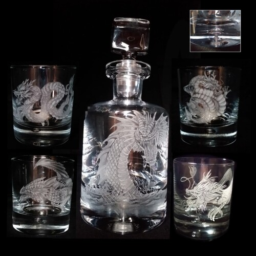 Комплект Китайски дракон – гарафа и чаши за твърд алкохол