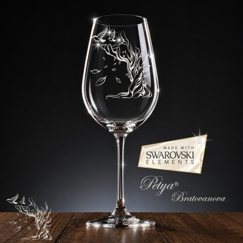 Кристална чаша за вино с елементи Swarovski - Адела