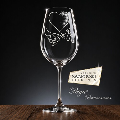 Кристална чаша за вино с елементи Swarovski - Елара